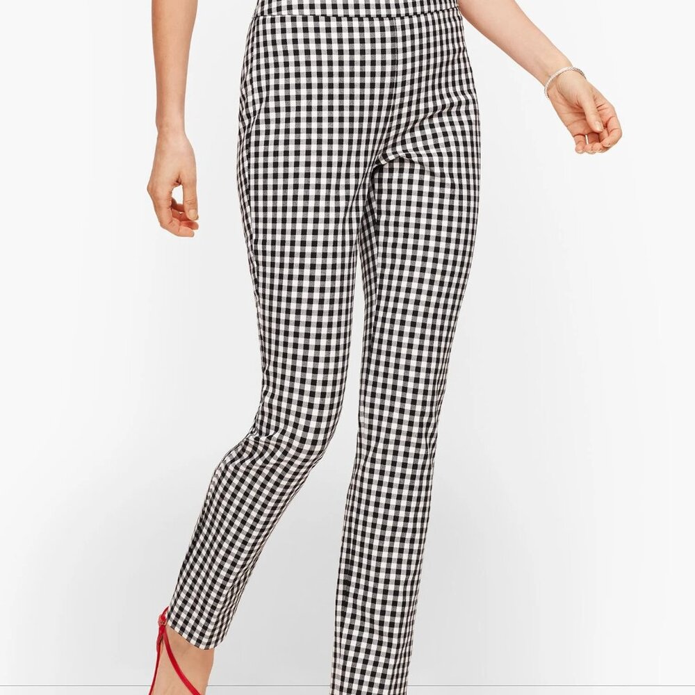 NWT Women's Talbots Chatham Crop Pant Springtime Gingham Black White Size 2